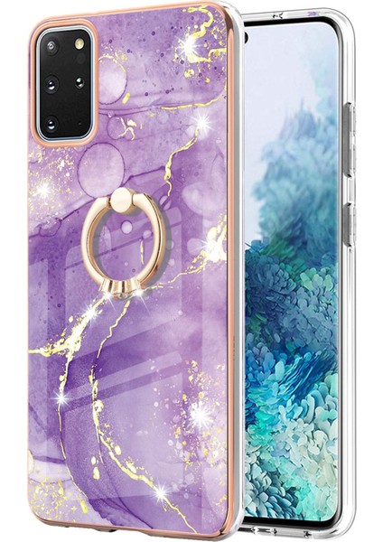 Samsung Galaxy S20+ Plus Için Mermer Desen Yumuşak Tpu Tampon Halka Tutucu Stand Kılıf Kapağı Mor (Yurt Dışından) fiyatları
