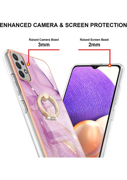Samsung Galaxy A32 5g Için Mermer Desen Yumuşak Tpu Tampon Halka Tutucu Stand Kılıf Kapağı Pembe (Yurt Dışından) modelleri