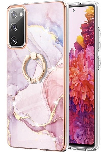 Samsung Galaxy S20 Fe Için Mermer Desen Yumuşak Tpu Tampon Halka Tutucu Stand Kılıf Kapağı Rose Gold (Yurt Dışından) fiyatları