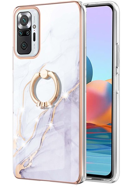 Xiaomi Redmi Note 10 Pro / 10 Pro Max Için Mermer Desen Yumuşak Tpu Tampon Halka Tutucu Stand Kılıf Kapağı Beyaz (Yurt Dışından) fiyatları