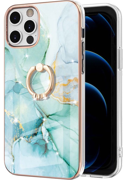 iPhone 12 / iPhone 12 Pro Için Mermer Desen Yumuşak Tpu Tampon Halka Tutucu Stand Kılıf Kapağı Turkuaz (Yurt Dışından) fiyatları
