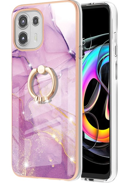 Motorola Edge 20 Lite Için Mermer Desen Yumuşak Tpu Tampon Halka Tutucu Stand Kılıf Kapağı Pembe (Yurt Dışından) fiyatları