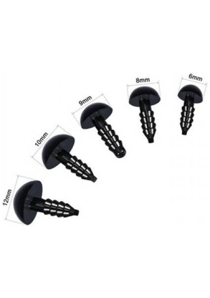 Amigurumi Vidalı Göz 12 mm - Siyah (20 Adet-10 Çift) Güvenlik Sertifikalı fiyatları