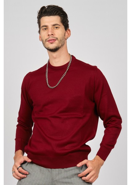 Erkek Bisiklet Yaka Yün Kazak 4536063 Bordo