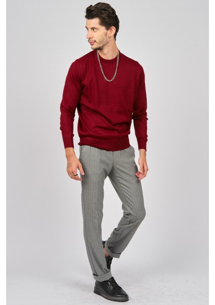 Erkek Bisiklet Yaka Yün Kazak 4536063 Bordo fiyatları