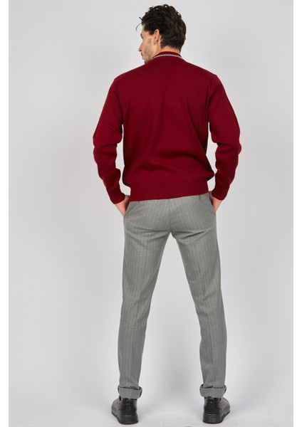 Erkek Baklava Desenli Yünlü Kazak 4539200 Bordo fırsatları