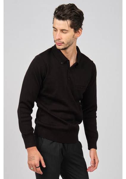 Erkek Polo Yaka Kazak 6081214 Siyah