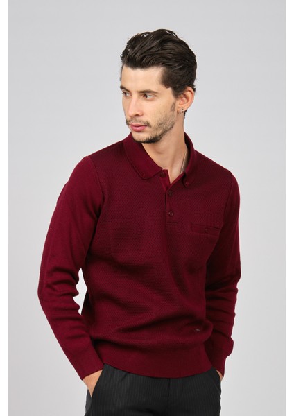 Erkek Polo Yaka Kazak 6080013 Bordo