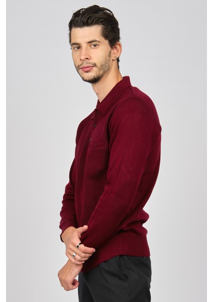 Erkek Polo Yaka Kazak 6080013 Bordo fırsatları