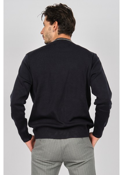 Erkek Desenli Yarım Balıkçı Kazak 6080131 Lacivert fırsatları