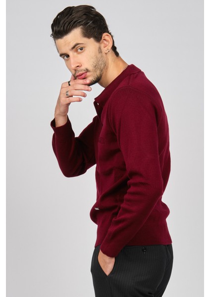 Erkek Polo Yaka Kazak 6081214 Bordo
