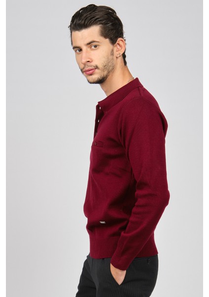 Erkek Polo Yaka Kazak 6081214 Bordo fırsatları