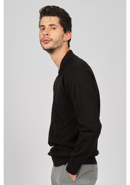 Erkek Desenli Yün Kazak 4538144 Siyah modelleri