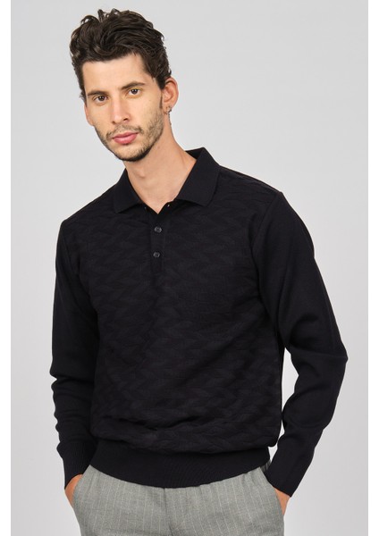 Erkek Desenli Yün Kazak 4538144 Lacivert