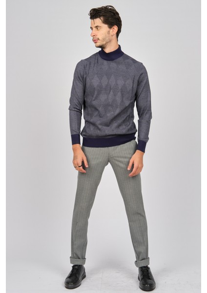 Erkek Baklava Desenli Yün Kazak 4537170 Lacivert fiyatları