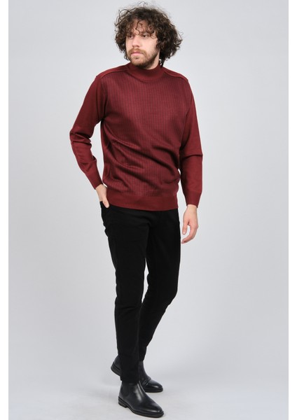 Erkek Desenli Yarım Balıkçı Yün Kazak 1578717 Kırmızı fiyatları