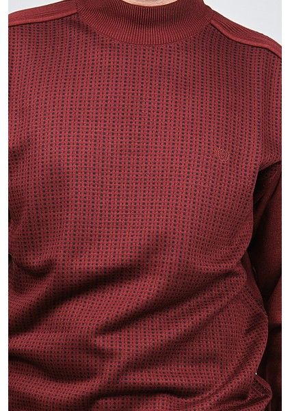 Erkek Desenli Yarım Balıkçı Yün Kazak 1578717 Kırmızı modelleri