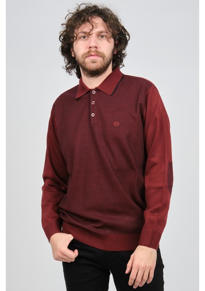 Erkek Polo Yaka Yün Kazak 1578418 Kırmızı