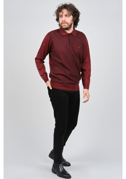 Erkek Polo Yaka Yün Kazak 1578418 Kırmızı fiyatları