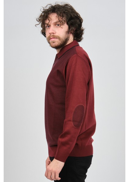 Erkek Polo Yaka Yün Kazak 1578418 Kırmızı fırsatları