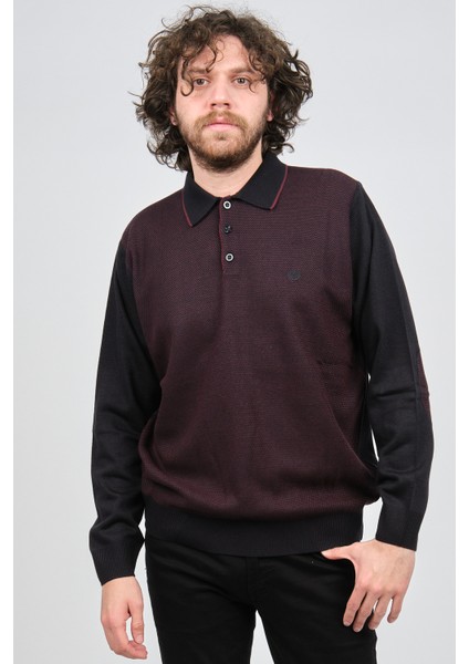 Erkek Polo Yaka Yün Kazak 1578418 Bordo