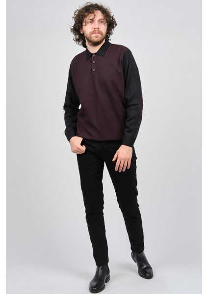 Erkek Polo Yaka Yün Kazak 1578418 Bordo fiyatları
