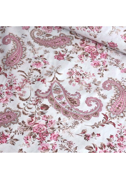 Toz Mavi Pembe Şal Nevresimlik Poplin Kumaş