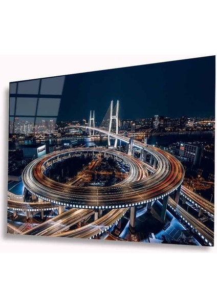 Dekorcumshop Şehir Manzara Cam Tablo 4mm Dayanıklı Temperli Cam