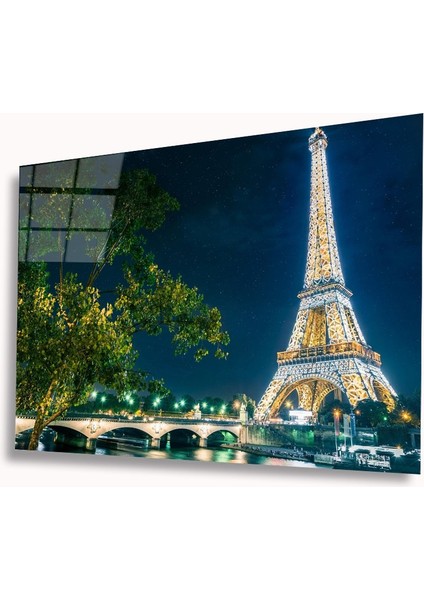 Dekorcumshop Eyfel Kulesi Manzara Cam Tablo 4mm Dayanıklı Temperli Cam
