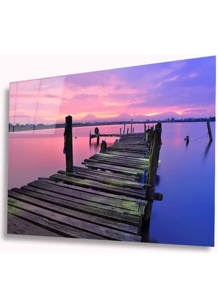 Dekorcumshop Iskele Günbatımı Manzara Cam Tablo 4mm Dayanıklı Temperli Cam