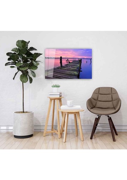 Dekorcumshop Iskele Günbatımı Manzara Cam Tablo 4mm Dayanıklı Temperli Cam