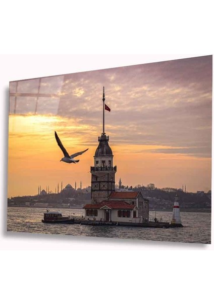 Dekorcumshop Kız Kulesi Manzara Cam Tablo 4mm Dayanıklı Temperli Cam