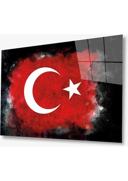 Dekorcumshop Türk Bayrağı Cam Tablo 4mm Dayanıklı Temperli Cam
