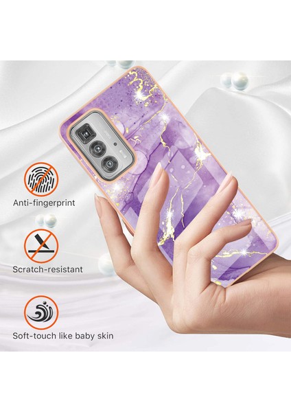 Motorola Edge 20 Pro Için Mermer Desen Yumuşak Tpu Tampon Kılıf Kapak Mor (Yurt Dışından) fiyatları