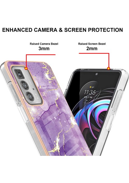 Motorola Edge 20 Pro Için Mermer Desen Yumuşak Tpu Tampon Kılıf Kapak Mor (Yurt Dışından) modelleri