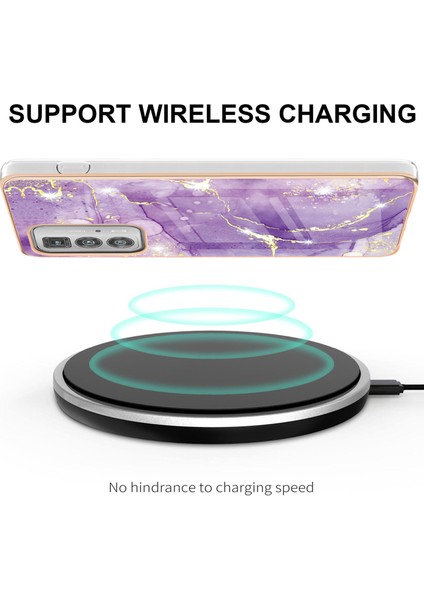 Motorola Edge 20 Pro Için Mermer Desen Yumuşak Tpu Tampon Kılıf Kapak Mor (Yurt Dışından) fırsatları