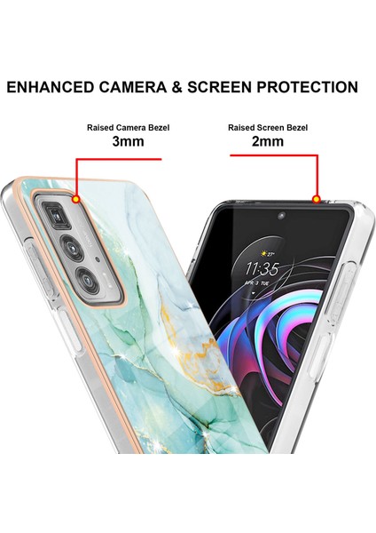 Motorola Edge 20 Pro Için Mermer Desen Yumuşak Tpu Tampon Kılıf Kapak Turkuaz (Yurt Dışından) modelleri