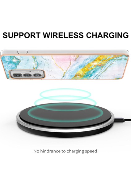 Motorola Edge 20 Pro Için Mermer Desen Yumuşak Tpu Tampon Kılıf Kapak Turkuaz - Beyaz (Yurt Dışından) fırsatları