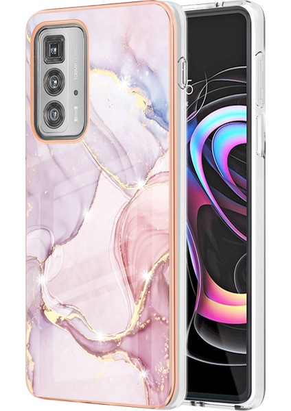 Motorola Edge 20 Pro Için Mermer Desen Yumuşak Tpu Tampon Kılıf Kapak Rose Gold (Yurt Dışından)