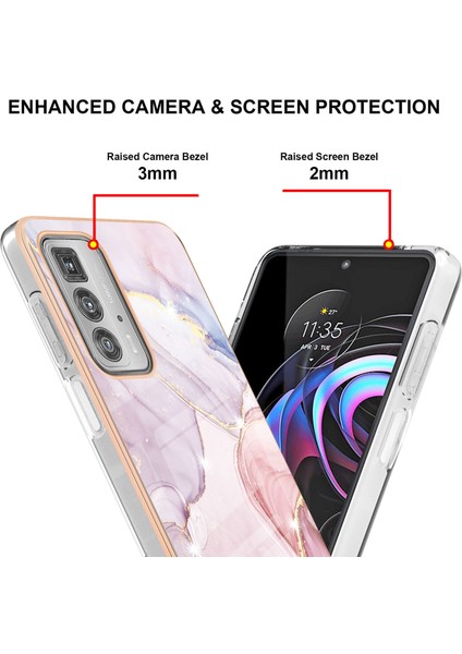 Motorola Edge 20 Pro Için Mermer Desen Yumuşak Tpu Tampon Kılıf Kapak Rose Gold (Yurt Dışından) modelleri