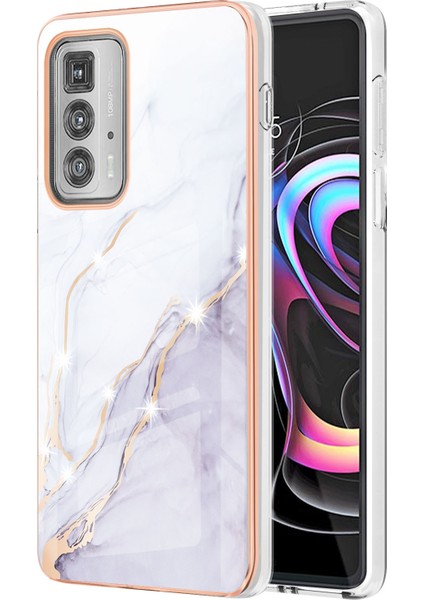 Motorola Edge 20 Pro Için Mermer Desen Yumuşak Tpu Tampon Kılıf Kapak Beyaz (Yurt Dışından)