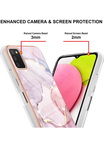 Samsung Galaxy A03S Için Mermer Desen Yumuşak Tpu Tampon Kılıf Kapak Rose Gold (Yurt Dışından)