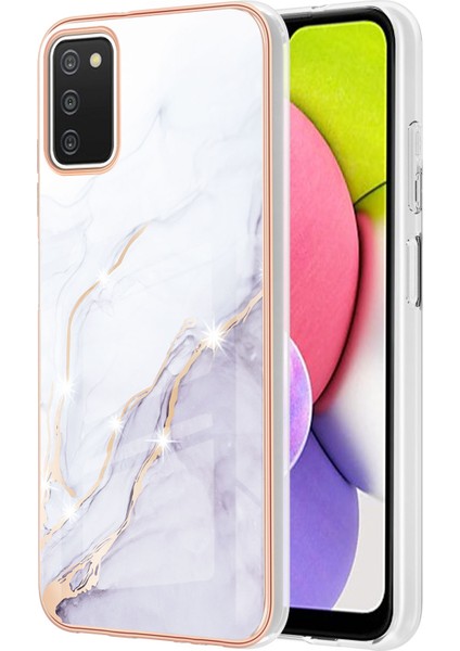Samsung Galaxy A03S Için Mermer Desen Yumuşak Tpu Tampon Kılıf Kapak Beyaz (Yurt Dışından)