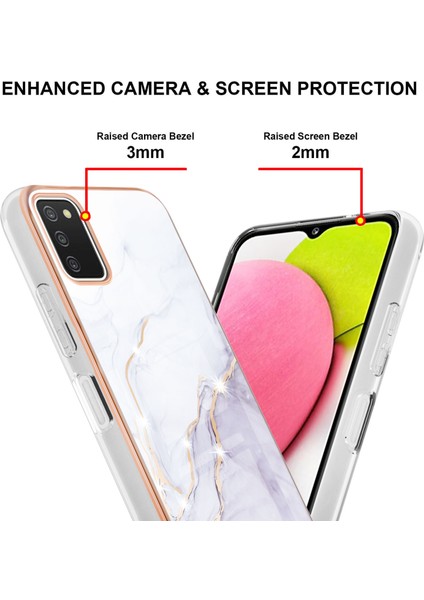 Samsung Galaxy A03S Için Mermer Desen Yumuşak Tpu Tampon Kılıf Kapak Beyaz (Yurt Dışından)