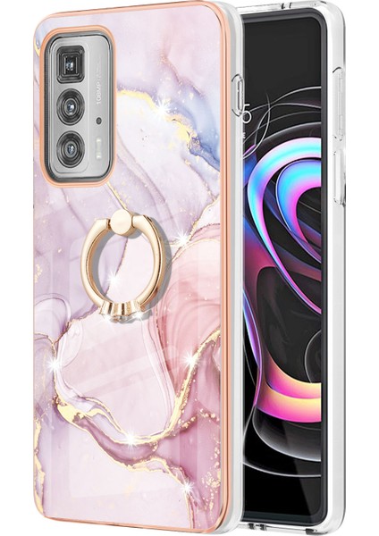 Motorola Edge 20 Pro Için Mermer Desen Yumuşak Tpu Tampon Halka Tutucu Stand Kılıf Kapağı Rose Gold (Yurt Dışından) fiyatları