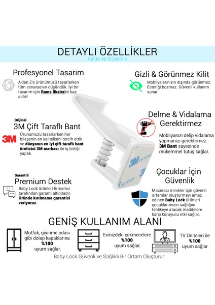 10 Adet Bebek Çocuk Güvenlik Çekmece Dolap Kilidi Gizli Kilit modelleri
