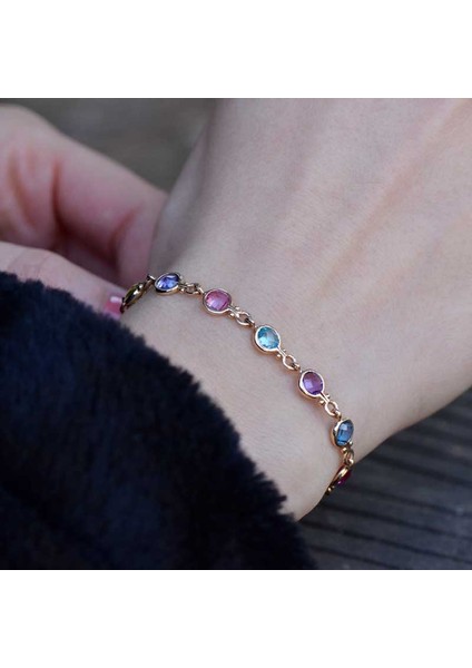 14 Ayar Altın Renkli Taşlı Bileklik fiyatları