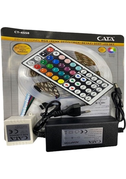 CT-4558 Rgb Şerit LED Seti 5 mt Rgb LED 15 Renk Trafo ve Rgb Kumanda