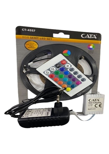 CT-4557 Rgb Şerit LED 5 mt Rgb 3 Renk Trafo ve Rgb Kumanda