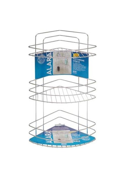 Eminox 3 Katlı Duş Köşeliği Banyo Rafı